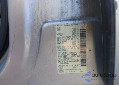 2015 Nissan Frontier Sv из США, поврежденный, VIN 1N6AD0FR0FN711897